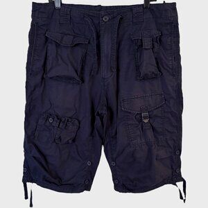 Y2K Sean John Classic Flight Cargo Shorts Blue Men's W34 Paratrooper Streetwear